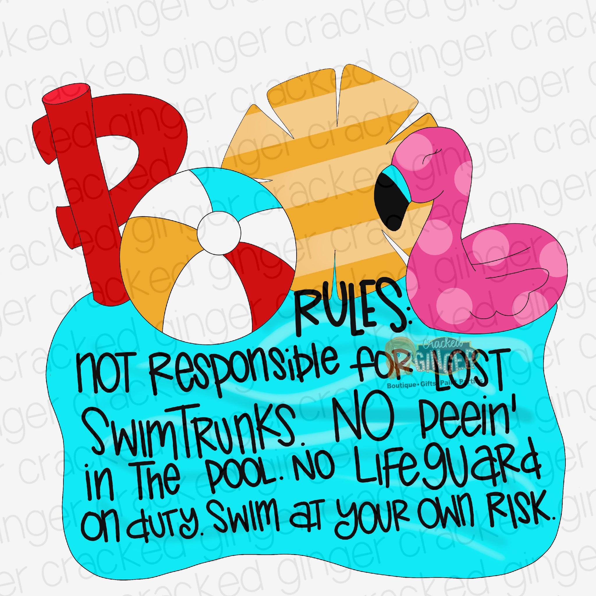 Pool Rules Flamingo Sun Beach ball Cutout and Kits