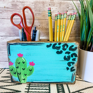 cactus pencil holder Cactus and leopard print sugar mold pencil holder teacher