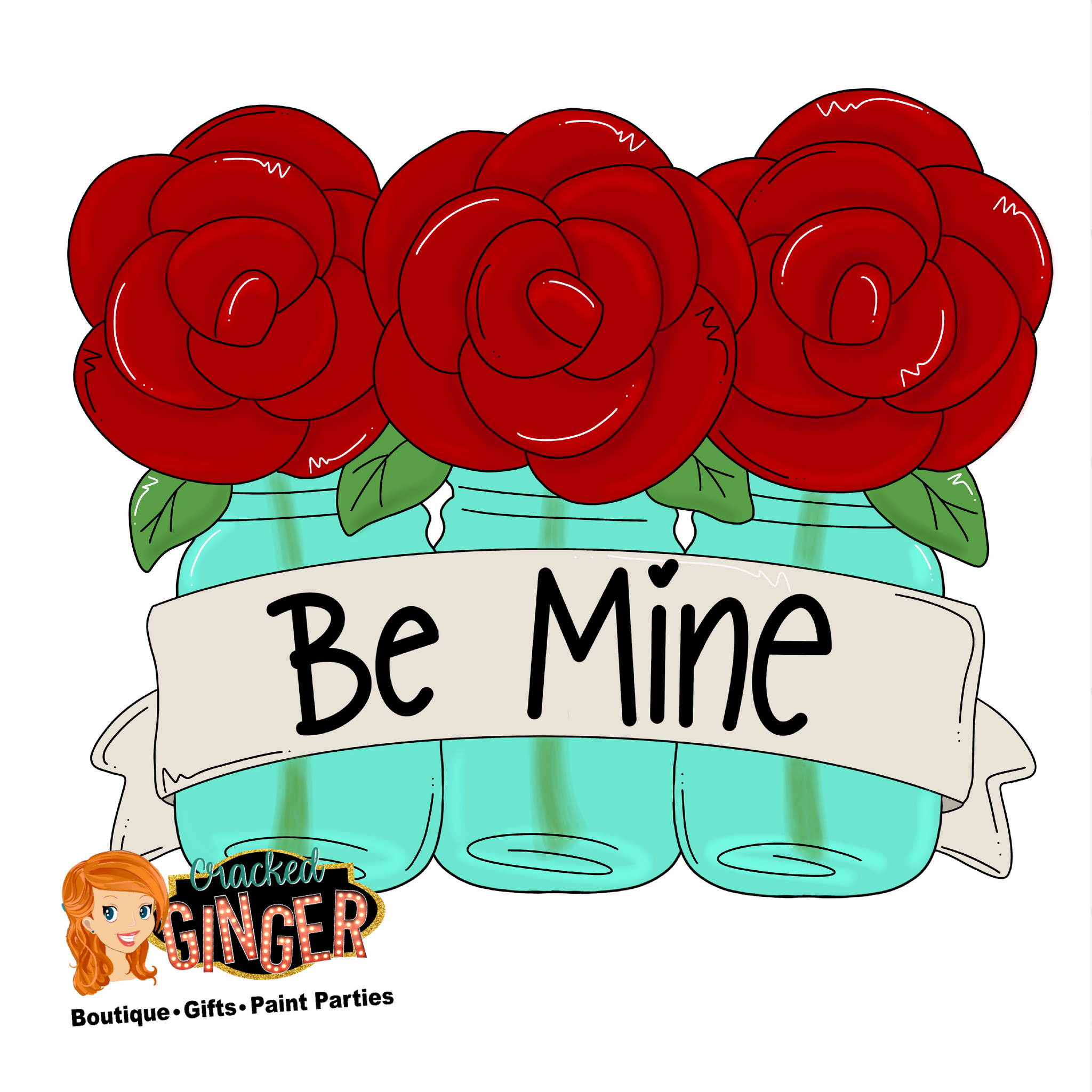 Mason Jars of roses Valentines Day Template