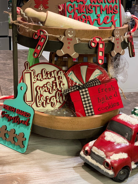 Christmas Gingerbread and Candy Cane Themed Tiered Tray
