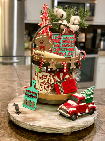 Christmas Gingerbread and Candy Cane Themed Tiered Tray