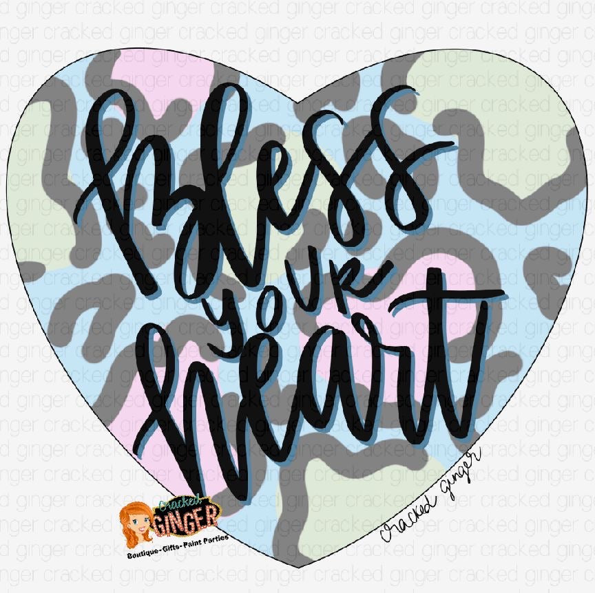Bless Your Heart Leopard Print Heart Template