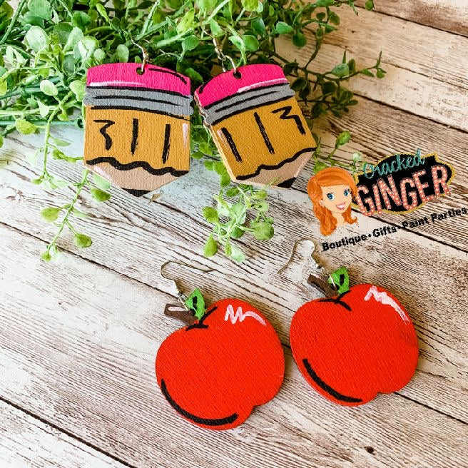 Hand Painted Orange And Yellow Color Mural Design With A Hanging Jhumka Wood  Earring