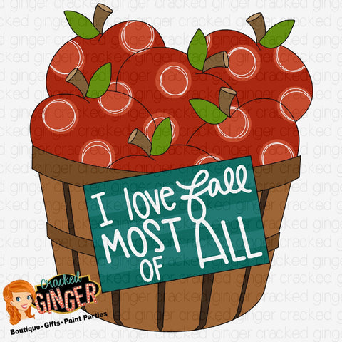 I love fall most of all Basket of Apples Cutout and Kits