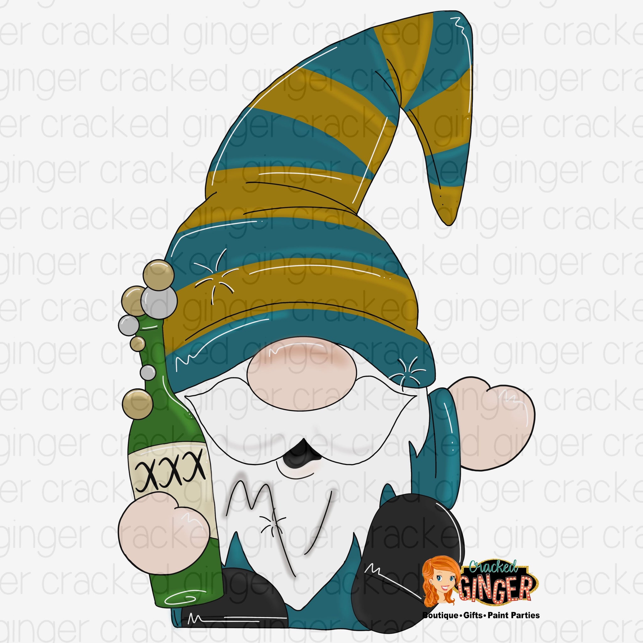 New Years Bubbly Champagne Gnome Cutout and Kits