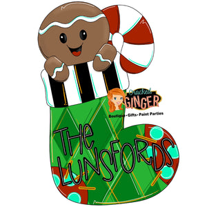 Christmas Stocking Gingerbread man and Candy Cane Cutout and Kits