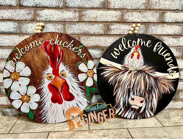 Chicken door hanger sign