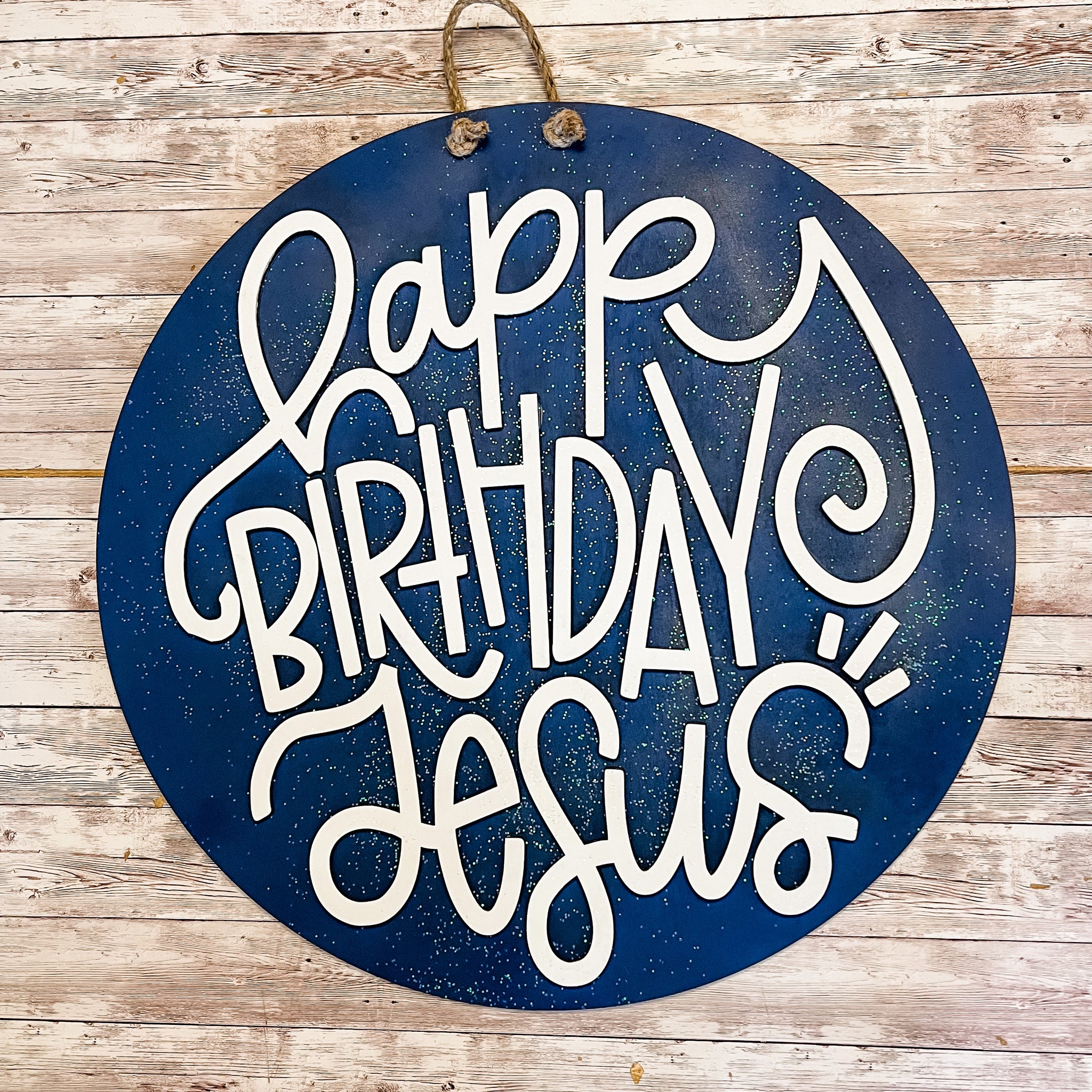 Happy Birthday Jesus door hanger sign