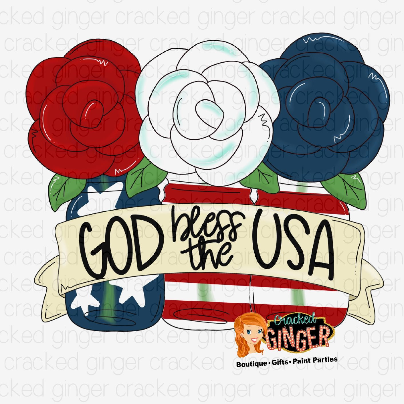 God Bless the USA Flowers Template